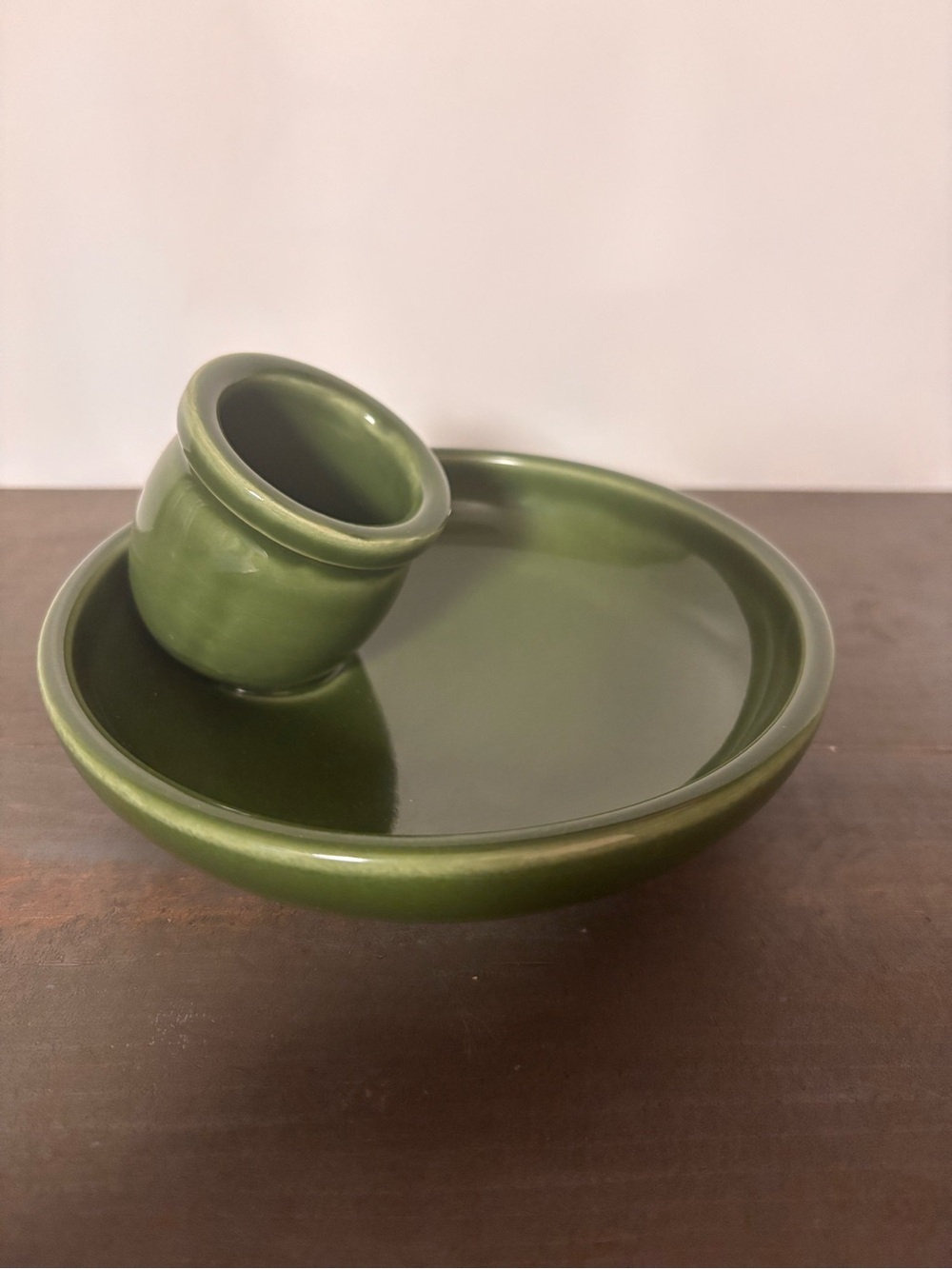 Vintage Williams Sonoma Olive Bowl Portugal Pit Dish Display Stoneware Green